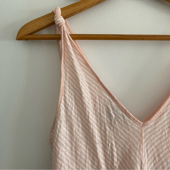 Paige Rylen 100% linen light pink stripe tank top with twist straps. - Picture 4 of 6